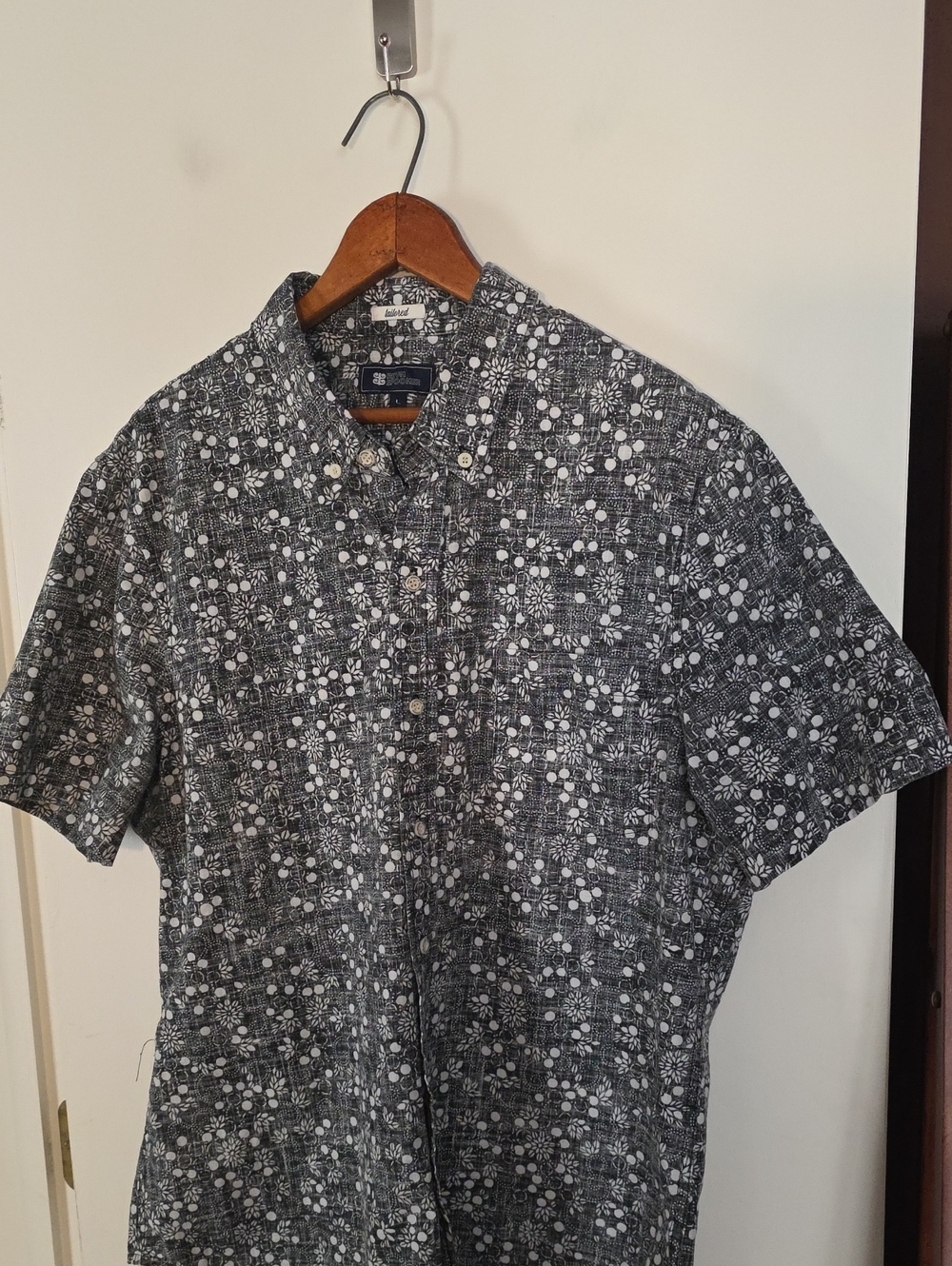 reyn spooner Large Black & White Short Sleeve Button-Down Shirt Perfect Cond.